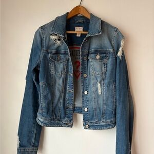 Guess Distressed Blue Jean Jacket  Medium Jacket